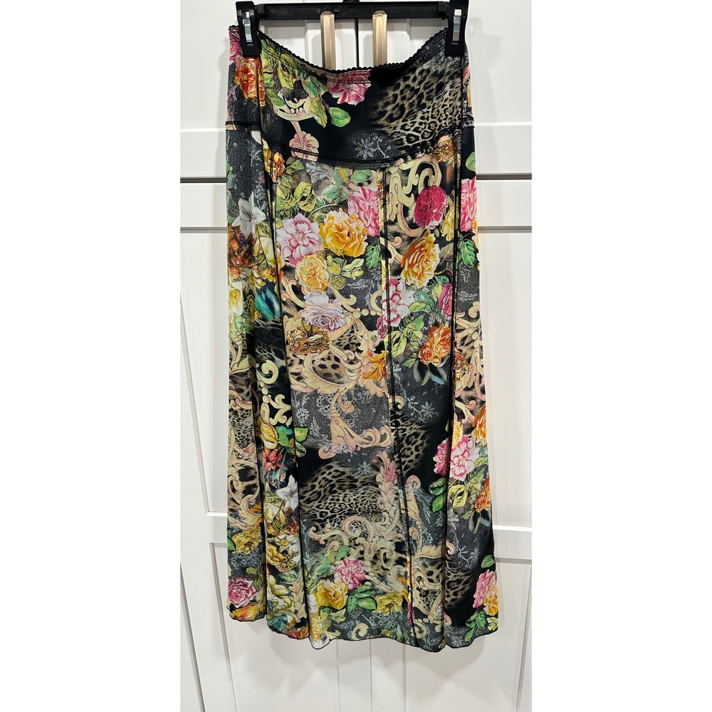 LTX Sportswear USA Floral Leopard Baroque Maxi Skirt Boho Print Medium